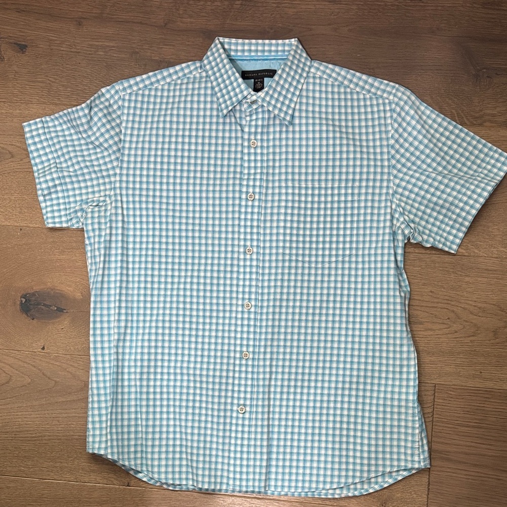 Banana Republic Aqua and White Plaid Shirt - Picture 8 of 8